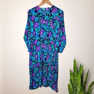 Vintage Handmade 80s Floral Midi Dress